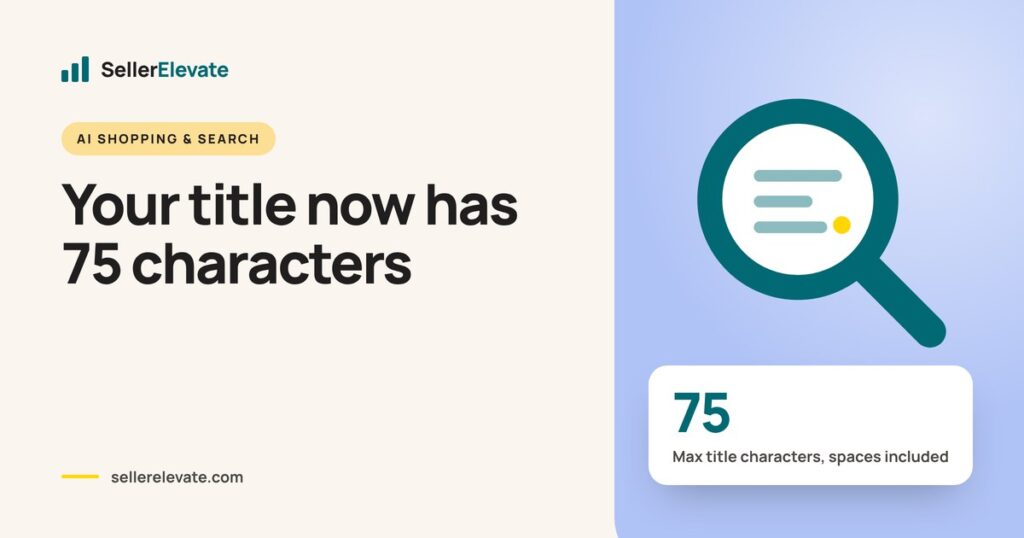 Graphic showing a long Amazon product title cut down to the new 75-character limit