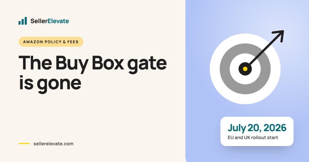 Target graphic representing the Amazon Featured Offer, with a removed gate in front of it