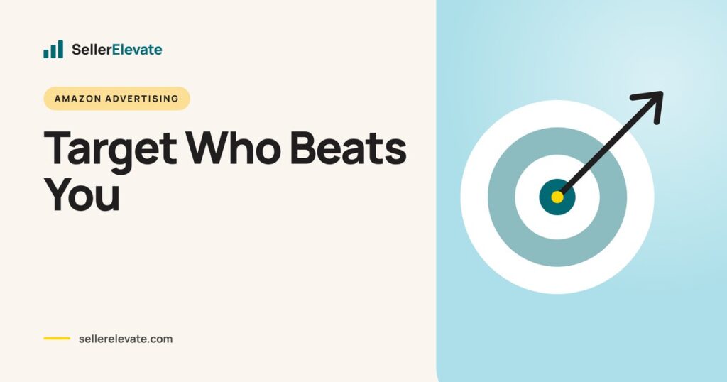 Cover graphic on choosing the right Amazon Brand Analytics report for competitor targeting, with a target motif